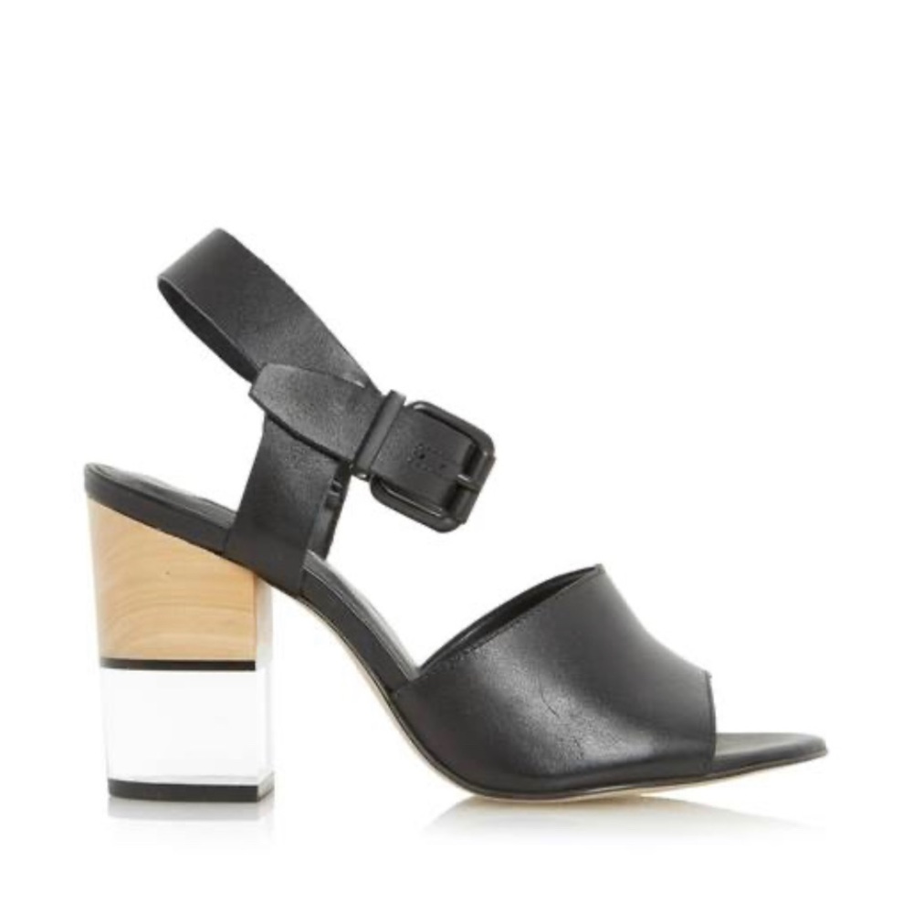 Dune London “Jenny” leather perspex heel sandal